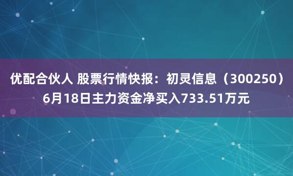 优配合伙人 股票行情快报：初灵信息（300250）6月18日主力资金净买入733.51万元